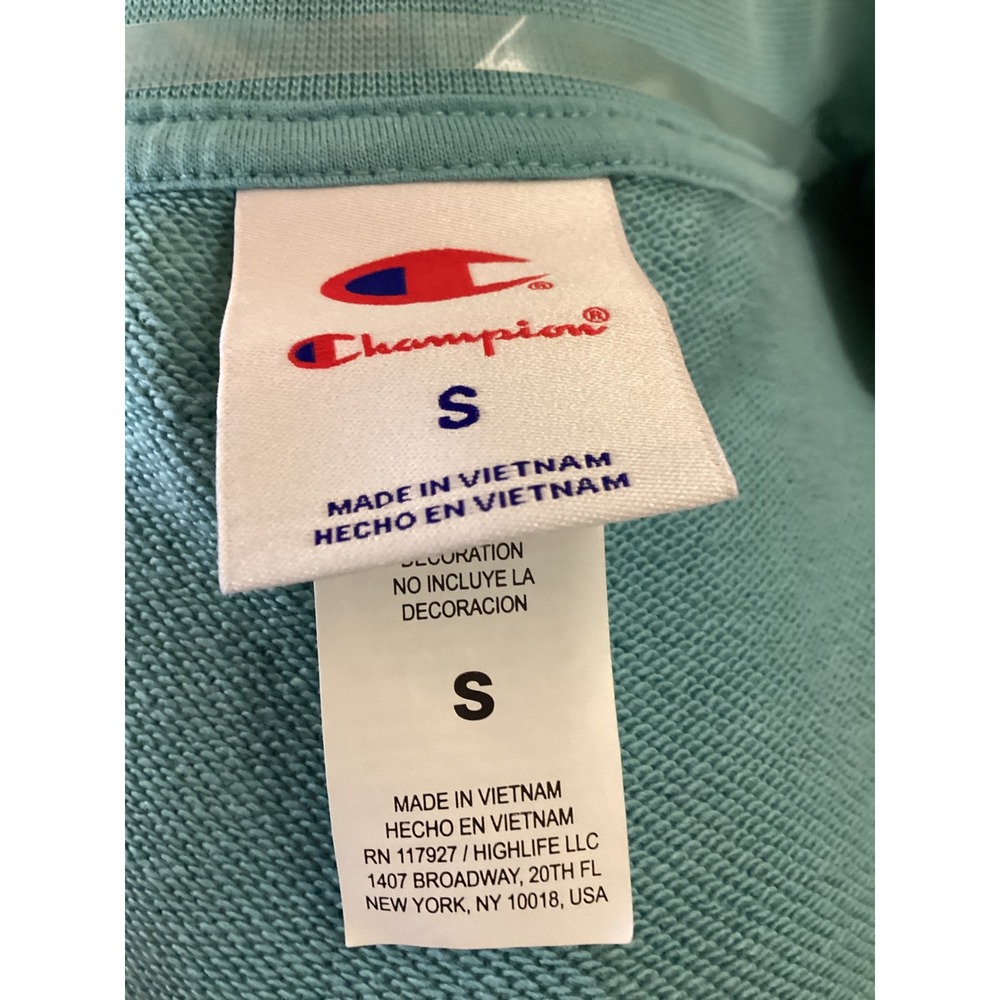 Champion V-Neck Sweatshirt Women Small Mint Green Excellent Oversized Pullover - Picture 5 of 6